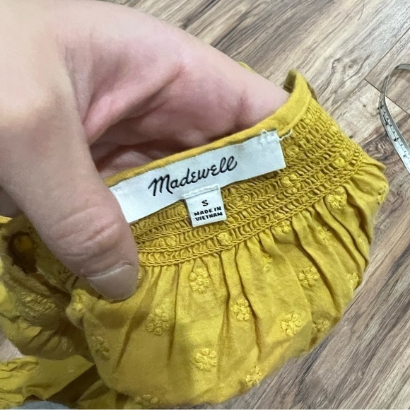 Madewell Floral Embroidered Smocked-Neck Raglan Top - Picture 13 of 13